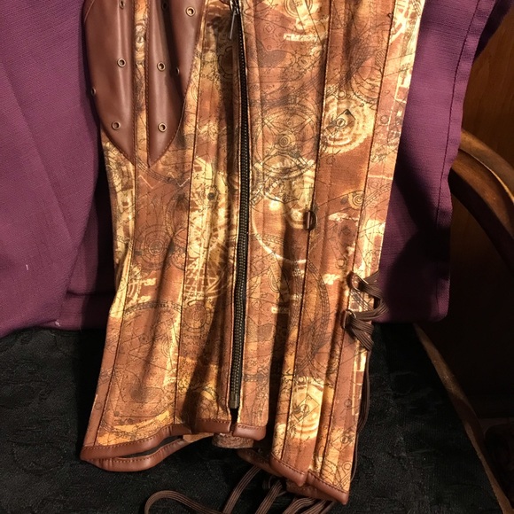 Bustier Corest Brown lace up back side Zip - Picture 6 of 7